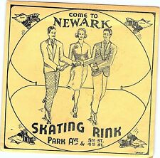Artist Signed Vintage Roller Skating Rink Sticker Decal Label Newark NJ s6 picture