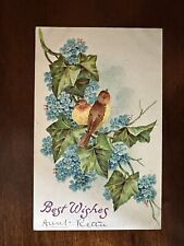 Vintage Postcard Best Wishes Yellow Song Birds H17 picture