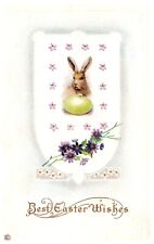 BEST EASTER WISHES.BUNNY & EGG.VTG EMBOSSED POSTCARD*A32 picture