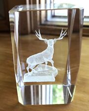 3D Laser Etched Crystal Oblong Paperweight Decorative Accent Buck Deer Fancy Box picture