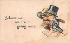 Young Dressed-Up Lovers Walking Fast by C. Twelvetrees-Old Comic PC-Going Some picture
