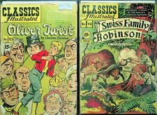 2 Classics Illustrated-Oliver Twist & Swiss Family Robinson 1945 & '47 -E12- F2 picture