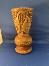 Vintage Hand carved Wood Vase picture
