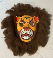 Vintage 1950s Collegeville LION 725 Halloween Flannel Costume + Mask w/ Hair picture