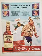 Seagram's Whiskey Print Ads Vintage 1943 Ephemera Wall Art Decor Lot of 2  picture