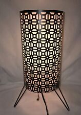 Vtg 1950s Black Metal Wastebasket Design Fiberglass Insert Table Lamp MCM # 2 picture