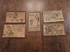Vintage Leather Postcard Lot Of 5 Novelty  Unposted Early 1900's W.S. Neal Humor picture