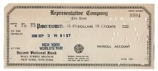 Ex. RARE 1939 New York World's Fair IBM Exhibit Punched Sample Bank Check  picture