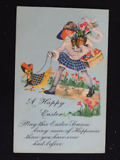 Antique Postcard Easter Undivided Girl Walking Anthropomorphic Goose Rare C1855 picture