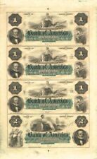 Bank of America Uncut Obsolete Sheet - Broken Bank Notes - Currency - Paper Mone picture