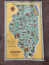 Vintage 1953 SCENIC AND HISTORIC ILLINOIS Panorama Of History PICTORIAL MAP picture