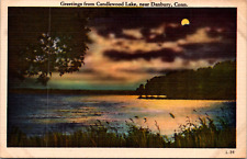 Danbury Connecticut CT  Candlewood Lake Moonlight Vintage Postcard picture