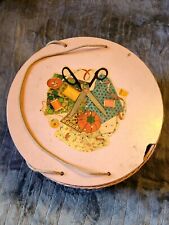 Vintage 1940s Princess Pink Wicker & Wood Round Floral Decal Sewing Basket Box picture