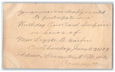 1907 Birthday Invitation Lizzie Garber Lancaster Pennsylvania PA Postal Card picture