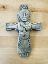Celtic Pagan Gothic Abstract Stone Cement Sculpture of Woman With Heart picture