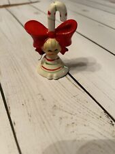 VTG Lefton Christmas Tiny Angel Girl Pixie Elf Candy Cane Bell Figurine  picture