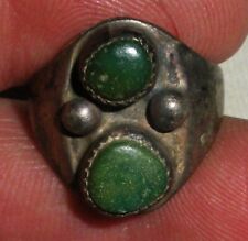 VINTAGE NAVAJO GREEN TURQUOISE STERLING SILVER RING SIZE 5.5 vafo picture