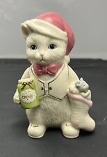 New Lenox Holiday Spirit Cat Figurine Santa Hat Catnip Mouse Stocking 4