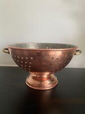 Vintage Copper Colander Strainer Footed Pedestal French Country Farmhouse Decor picture