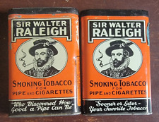 Lot of 2 VINTAGE SIR WALTER RALEIGH SMOKING TOBACCO TINS CAN, EMPTY picture