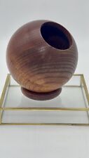 Vintage Midcentury Modern Teak Orb I Round Vase Sphere Orb Bowl | Pen Holder picture