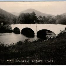 c1910s Deerfield River, Mohawk Trail MA RPPC Arch Bridge Real Photo Postcard A99 picture
