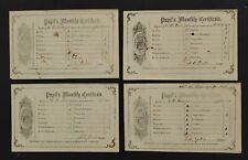 1862 antique MEMMINGER 4pc REPORT CARDS teacher YODER lot MEMINGER picture