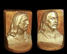 Jesus Bookends Vintage Handmade Chalkware or Plaster of Paris picture
