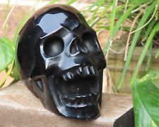 Large Polished Black Obsidian Crystal Skull 1.25 KG Collectors Item 120mm Long picture