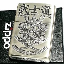 Zippo Lighter Samurai Kanji Bushido Japanese Warrior Sword Silver Plating Japan picture