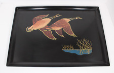 COUROC Serving Tray CANADA GEESE 18x12 Rect Black Plastic w/ Inlay Monterey CA picture