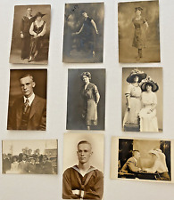 9 vintage antique RPPC POSTCARDS circa 1900s  not posted showing amazing hats picture