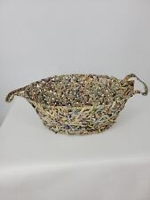 Large Trader Joe's Handwoven Recycled Newspaper Basket With Handles  picture