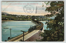 Postcard Vintage Lehigh Valley Railroad Bridge with Train in Towanda, PA. picture