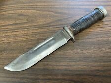 Great WWII Cattaraugus 225Q Fighting Combat Knife - Stacked Leather picture