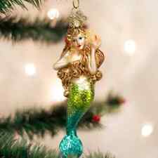 Mermaid Heart Old World Personalized Glass Christmas Ornament picture