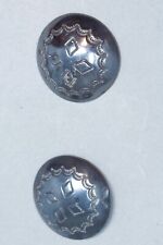 Large Navajo Silver Button with Stamp work & Great Patina picture