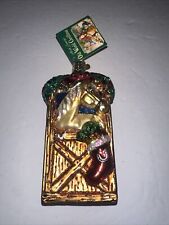 Old World ChristmasGolden Brown Horse In Stall Glass Tree Onament picture