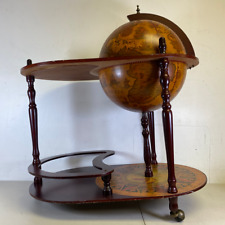 Vintage Style Dark Wooden Decorative Globe Drink Trolley 16.5 Inches - Red picture