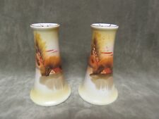 Circa 1910 Edwardian Hand Painted Porcelain Japan Tree Meadow Hatpin Holder Pr picture