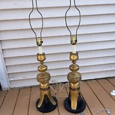 Pair Of James Mont style brass lamp Chinoiserie 50s Midcentury Hollywood regency picture