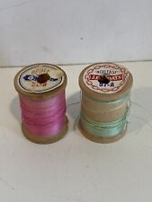Lot of 2 Vintage Wooden Spools  J & P Coats  Boilfast sewing collect picture