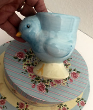 BLUE CHICK Ceramic Pastel CANDY DISH Planter EGG CUP Figural PEEP Display Easter picture