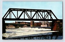Postcard Maine Waterville ME Kennebec River Bridge 1965 Posted Chrome picture
