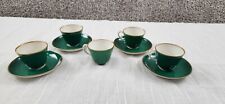 Richard Ginori Italy Green Cup and Saucer Set 5 Cups 4 Plates Vintage Tea Set picture