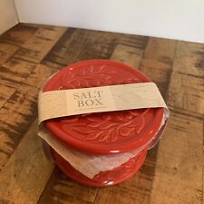 Salt Box Ceramic Red Embossed By Boston Warehouse picture