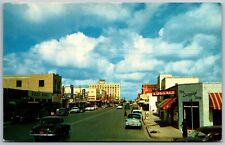 Vtg Harlingen Texas TX Jackson Street View Old Cars Downtown 1940s Postcard picture