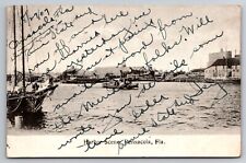 Harbor Scene Pensacola Florida FL Boats c1905 Postcard picture