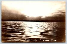 Brainerd MN~Sun Setting Behind Clouds~ Lights Up Waters Of Gull Lake~c1936 RPPC picture