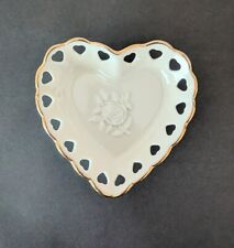 Lenox Heart Shaped Porcelain Trinket Dish, 24K Gold Trim, 5